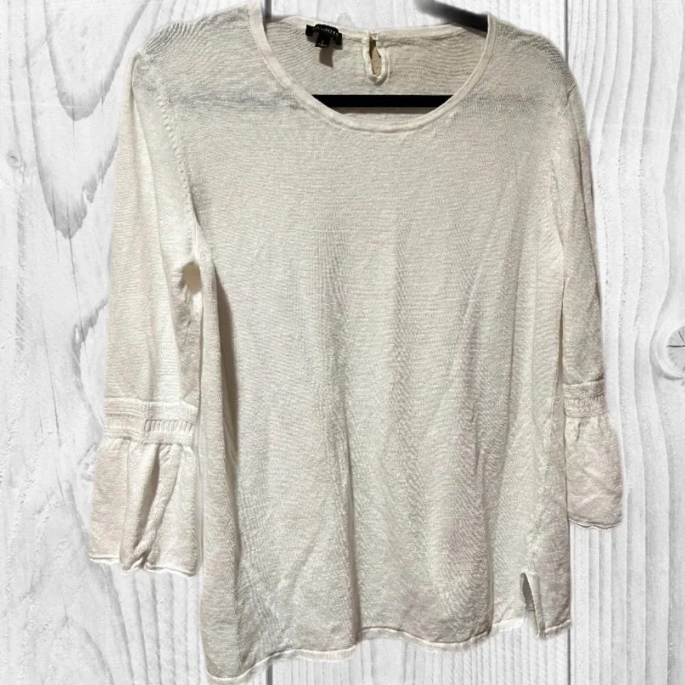 Talbots romantic bracelet bell sleeve sweater linen old money minimalist coastal
